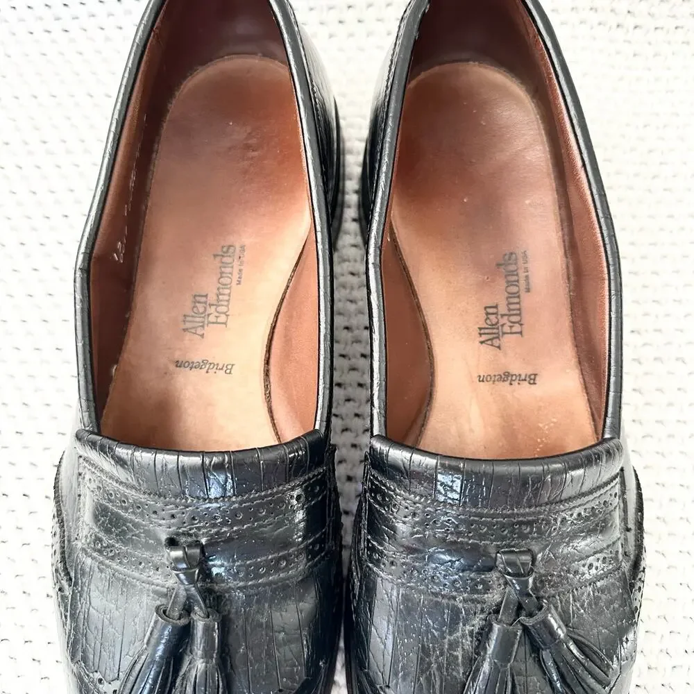 Allen Edmonds Bridgeton Black Penny Loafer Wing Tip Tassel Slip On Brogue 12C